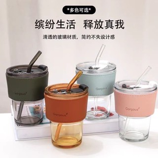 臺灣熱銷✨吸管水杯玻璃杯竹節ins便攜高顔值學生網紅情侶杯子咖啡杯