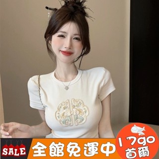 中式上衣 中式t恤 中國風上衣 女裝 短袖上衣 短袖t恤女 短袖 短t 短版上衣 性感上衣 女生衣服27293229
