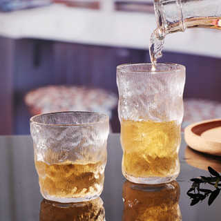 現+免運🚚冰川紋玻璃杯日式錘紋喝水杯子女ins風果汁咖啡杯啤酒杯