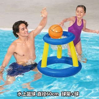 玩水必備兒童充氣籃球架投籃戲水球水中游戲架寶寶運動水上玩具水球游泳球Suzyacc Kr
