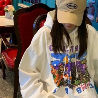 學院風薄款連帽衛衣女2025秋季新款卡通印花韓版學生寬鬆長袖上衣