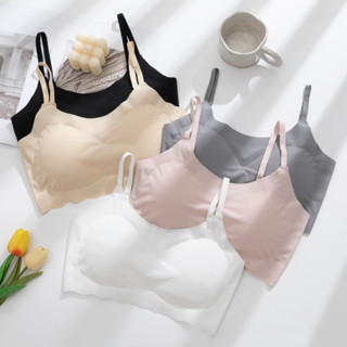 Novhxy0610冰絲無痕透氣美背性感無鋼圈內衣女帶胸墊吊帶背心少女文胸胸罩 奶罩 小可愛 安心2代 220041