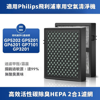 適用Philips飛利浦車用空氣清淨機GP5202/GP5311/GP6201/GP7101/GSF120復合活性炭濾網