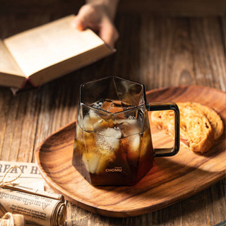玻璃水杯 耐熱玻璃杯 透明杯子 辦公室水杯 玻璃咖啡杯 牛奶杯 日式複古玻璃美式掛耳專用咖啡杯耐高溫帶把辦公茶杯