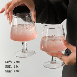 好物優選✨蘇打水氣泡杯 ins網紅餐廳玻璃酒杯矮腳白蘭地杯冰咖啡杯飲料杯子