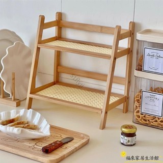 【臺灣免運】1 件雙層竹桌面整理器 - 適用於宿舍、臥室、辦公室和廚房的多功能杯架ZW01