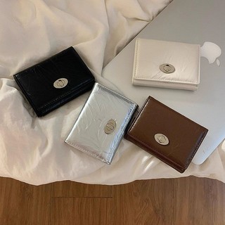 Bag House👜 高級感爆裂紋複古短款錢包便攜 簡約ins韓風多卡位小巧按扣卡包