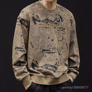 2025新款💖美式圓領印花衛衣男潮牌秋季寬鬆潮流長袖上衣春秋季新款T恤 OYNJ
