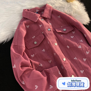 🎶小鈴音Isletune🔔推薦🔔襯衫襯衫女襯衫外套女裝大尺碼上衣美式愛心印花牛仔外套女早秋韓版情侶寬鬆慵懶風設計感