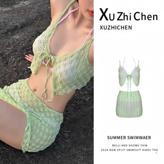 【臺灣發貨】新款比基尼美式辣妹純慾風蕾絲顯瘦遮肚性感度假沙灘泡溫泉泳衣女 比基尼泳衣 純欲泳衣
