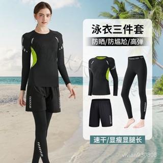 臺灣出貨 泳衣女 大碼泳衣 多件套組 運動套裝 保守泳衣 分體泳衣 防曬長袖長褲 泡溫泉三件套組 水母衣 速乾衣
