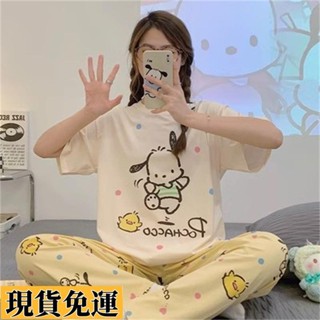 【🚚低價🚚】限時熱賣 短袖長褲睡衣女夏季新款休閒舒適卡通帕恰狗可外穿家居服春秋套裝睡衣套裝長袖睡衣大尺碼睡衣居家服家