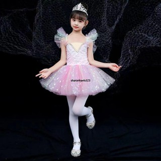 舞蹈蓬蓬裙公主紗裙兒童芭蕾舞裙小天鵝舞蹈裙[D1011]六一女童芭蕾舞兒童粉色蓬蓬裙演出服幼兒公主紗裙星空錶演舞蹈