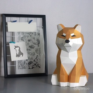 新店促銷✨柴犬狗幾何摺紙3D立體紙模型紙雕刻立體構成DIY手工創意擺件