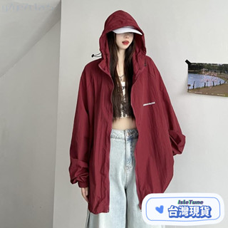 🎶小鈴音Isletune🔔推薦🔔防曬罩衫長袖 防曬外套透氣冰絲防曬服冰絲防曬衣美式酒紅色防曬衣服女夏冰絲運動棒球服