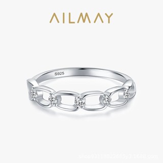 AILMAY✨正品授權✨香港直發s925純銀環環相扣戒指女歐美跨境鏈條形食指個性ins鑲鑽百搭指環