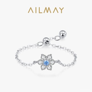 AILMAY✨正品授權✨香港直發S925純銀新款海藍花朵戒指女森係清新小眾設計可調節食指指環