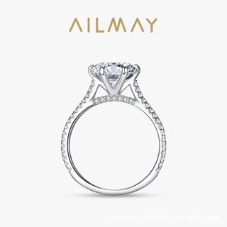 AILMAY✨正品授權✨香港直發s925純銀2剋拉模擬鑽戒女歐美跨境時尚奢華鍍白金戒指熱賣手飾品