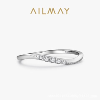 AILMAY✨正品授權✨香港直發小眾高階感925純銀簡約ins風微鑲鑽戒指女經典百搭可疊戴細款指環 女生戒指 韓版戒指