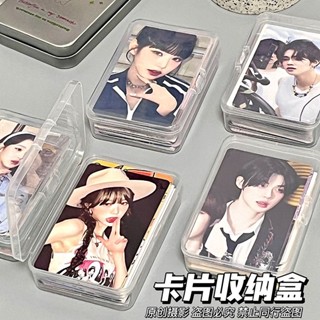 ✨新店促銷☜桃園出貨✨桌面透明翻蓋小卡收納盒收納ins風拍立得照片透明卡膜防塵整理盒