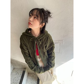 Codibook｜韓國 kim9hope 蜂巢紋扭結連帽拉鏈外套［預購］拉鍊外套 連帽上衣 女裝