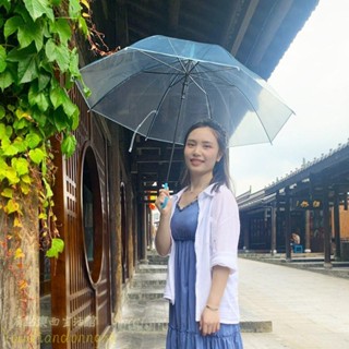 【新款】透明雨傘 藍色 塑膠長柄 自動晴雨傘 印logo 兒童雨傘 廣告 禮品傘 P2