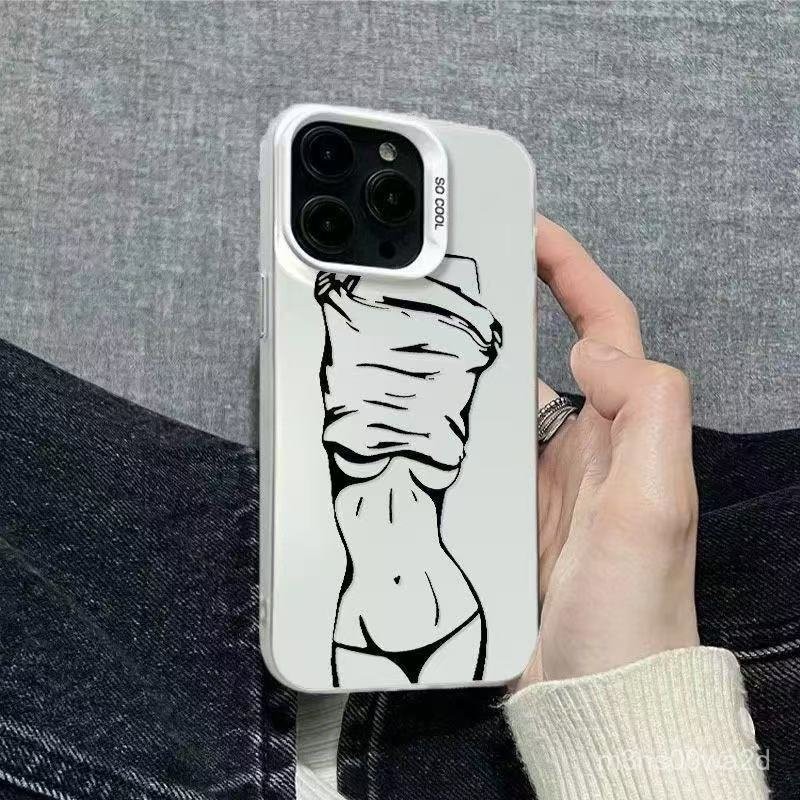 綫條美女 全包大孔 蘋果iPhone 16 15 14 13 12 11 Promax XR XS 8 7P手機殼 硬殼