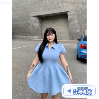 🎶小鈴音Isletune🔔推薦🔔牛仔洋裝禮服一字領針織洋裝伴娘服長版上衣 polo 大尺碼魚尾裙假兩件渡假洋裝女裝