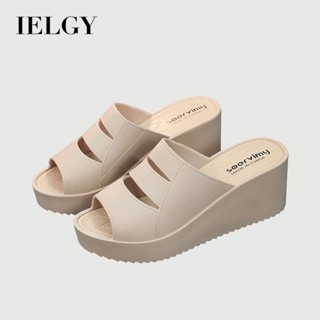 IELGY 夏季厚底拖鞋女沙灘鞋家用防滑坡跟拖鞋鬆餅