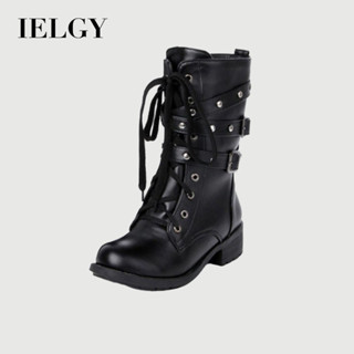 IELGY 鉚釘設計馬丁靴2025女款英倫短靴新款薄款厚底機車
