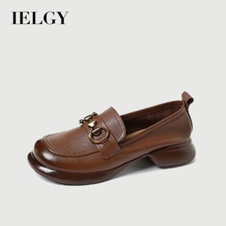 IELGY 韓版軟便鞋英倫風復古厚底時尚皮鞋女
