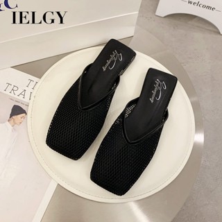IELGY 包頭拖鞋女夏季平底時尚韓版簡約防滑懶人涼鞋鏤空透氣網面