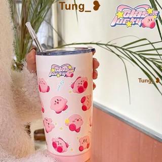 臺灣發貨【免運】600ml Kirby 星之卡比不鏽鋼杯 隨手杯 吸管杯 304車用杯 咖啡杯 不鏽鋼保溫杯
