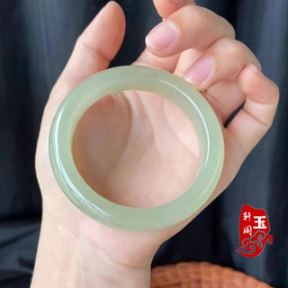 天然玉石進口優質優選新疆正品真玉玉手鐲女淺青綠油青湖水綠少女冰透冰種圓條玉鐲圓鐲