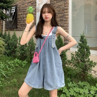 臺灣出貨 甜美背帶短褲 夏季新款小個子連身褲 鹽係薄款大碼韓係牛仔褲背帶褲子 學生