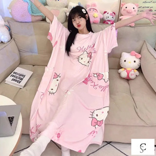 【XL-8XL大尺碼】👩孕婦裝 哺乳衣 孕婦睡裙 長版上衣【薄款設計】300斤特大碼睡衣女加大加肥夏季短袖卡通休閒寬鬆
