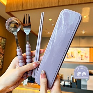 🔥臺灣好物🔥餐具筷子勺子叉子學生套裝收納盒便攜三件套可愛ins高顏值家用 CK韓物社