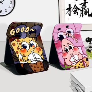 🔥臺灣出貨🔥【30天熱銷1664件】海綿寶寶萌折疊化妝鏡子收納學生便攜式宿捨桌麵用臺式隨身梳妝鏡