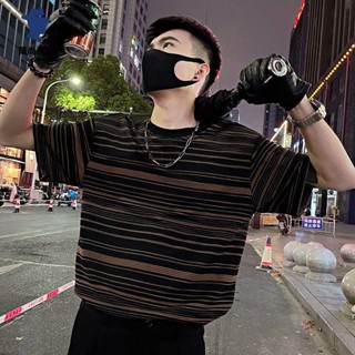 簡尚 韓版潮流條紋設計短袖T恤 男士夏季新款潮牌痞帥休閑百搭半袖上衣YU