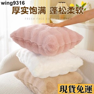 🌸限時低價免運🌸 馬卡龍少女心毛絨沙發靠枕 秋冬毛絨腰靠 沙發抱枕 辦公室加厚素色護腰腰靠枕 柔軟抱枕