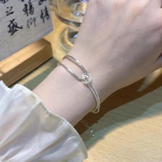 免運💍S925純銀雙層打結半鐲手鏈女簡約小眾設計新款溫柔手飾送女友閨蜜正品鐲子 手鏈 手鐲 手鍊 手環 情人節生日禮物