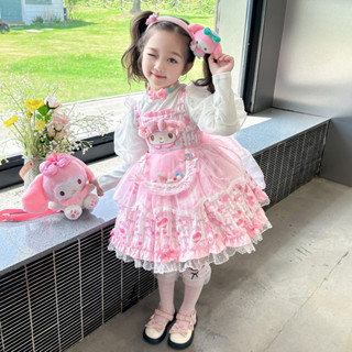 【有貨在臺1】女童連身裙 夏裝洛麗塔美樂蒂公主裙 Kuromi 庫洛米衣服 女童洋裝 女童 公主裝 兒童洋裝 生日洋