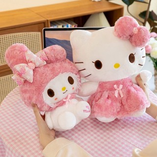 爆款熱推💖全臺免運 玫瑰公主裙KT貓公仔毛絨玩具玫瑰美樂蒂女生布娃娃兒童生日禮物女