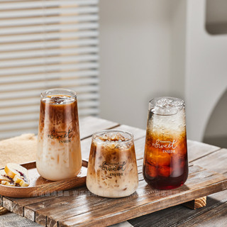 【新品推薦】簡約水杯家用飲品杯果汁杯透明玻璃杯ins 風咖啡館餐廳耐熱咖啡杯