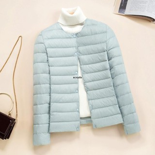 楚楚家♥送同款顔色收納袋輕薄羽絨服 冬季女白鴨絨短款外套新款圓領薄款內膽修身內穿打底大碼外套潮