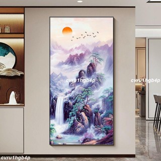 成品畫 裝飾畫 紫氣東來 玄關畫 走廊過道掛畫 源遠流長 山水畫 沙發背景牆掛畫 晶瓷畫 客廳壁畫 玄關畫 鋁合金框