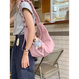 👜 卿選好物 👜七衹布袋 韓國chic純色抽繩褶皺可愛百搭單肩包拉鏈女包通懃ins款