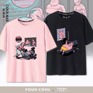 [Jimei Store]七龍珠布歐聯名派大星健身房運動短袖T恤男裝夏季寬鬆純棉衣服潮寬鬆