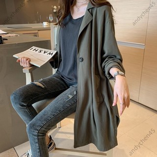 M-4XL 大尺碼外套 風衣 大碼風衣女春秋裝新款韓版百搭中長款寬鬆英倫風薄款顯瘦西裝外套