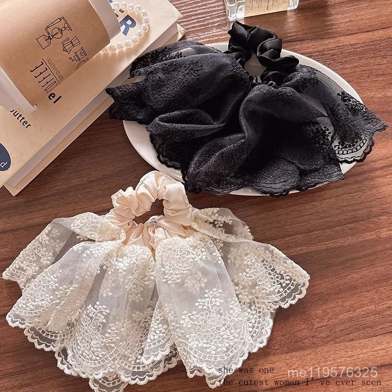ALICE's CHOice 【店鋪熱銷】超僊氣韓國浪漫氛圍感雙層蕾絲大裙擺小腸圈顯髮量多紮髮皮筋頭飾 9SEX